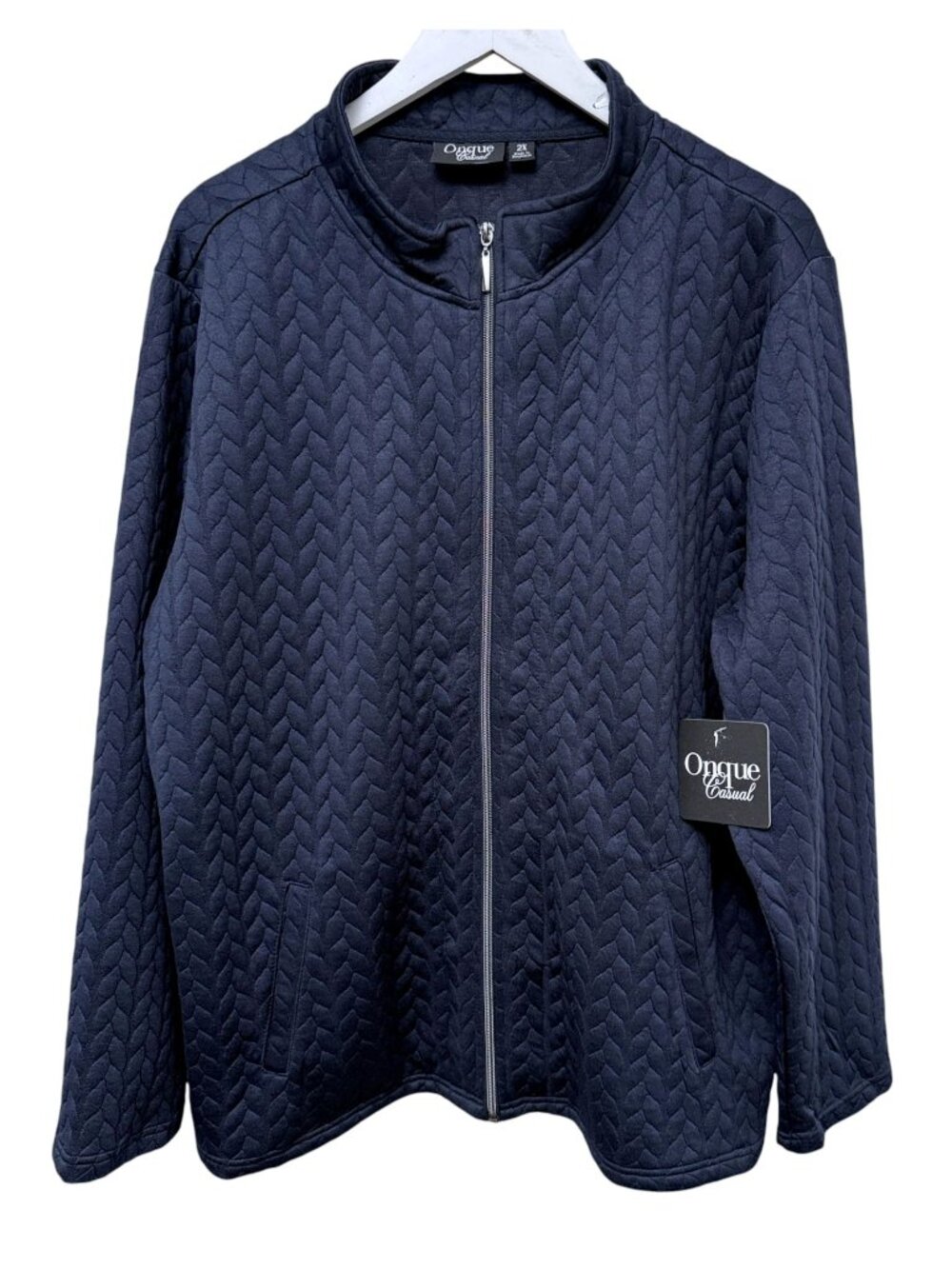 Onque Jacket Plus Size 2X Navy Blue Sporty Zip Front Stretch Weekend Casual NWT